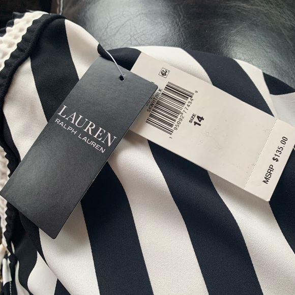 NWT!!  SZ 14 Ralph Lauren black and white 100% polyester draw string skirt. - Picture 6 of 8